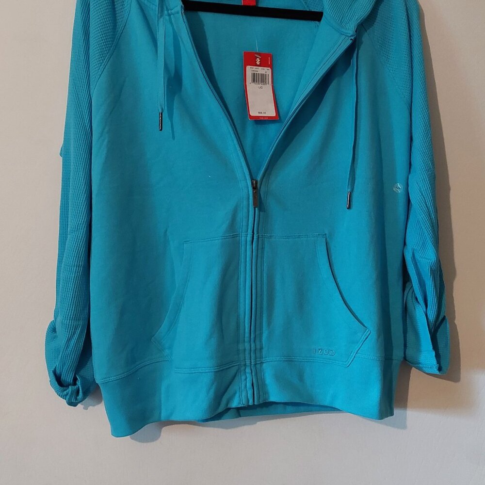 Izod Zipper Teal Blue Sweatshirt